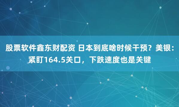 股票软件鑫东财配资 日本到底啥时候干预？美银：紧盯164.5关口，下跌速度也是关键